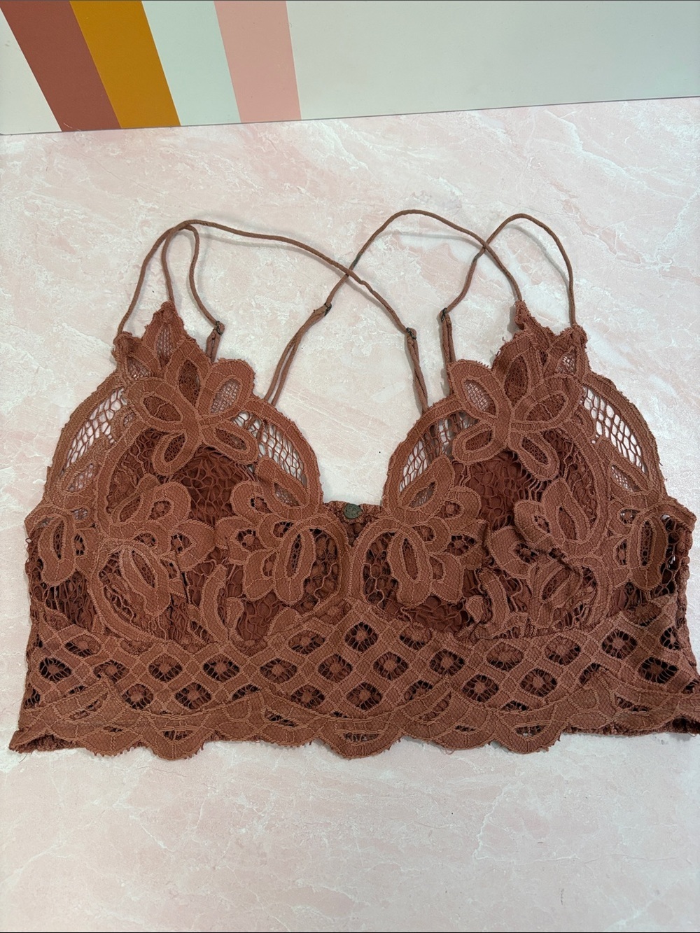 Free People Floral Lace Bralette in Brick Red Brown